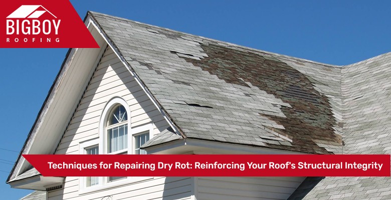 Close-up view of dry rot damage on wooden roof beams.