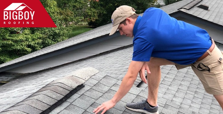 Contractor inspecting roof structure for signs of dry rot.