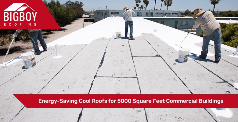 Workers Applying White Reflective Coating on a Commercial Roof